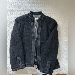 Beautiful wool and ribbon trimmed black blazer from J Crew size 6